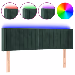 vidaXL Testiera a LED Verde Scuro 147x16x78/88 cm in Velluto - Vista aggiuntiva 2