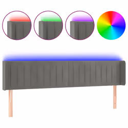 vidaXL Testiera a LED Grigio Chiaro 183x16x78/88 cm in Velluto - Vista aggiuntiva 2