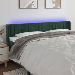 vidaXL Testiera a LED Verde Scuro 203x16x78/88 cm in Velluto