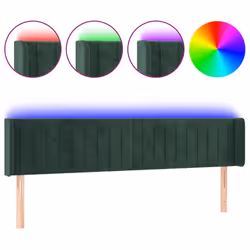vidaXL Testiera a LED Verde Scuro 203x16x78/88 cm in Velluto - Vista aggiuntiva 2