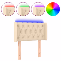 vidaXL Testiera a LED Crema 83x16x78/88 cm in Tessuto - Vista aggiuntiva 2