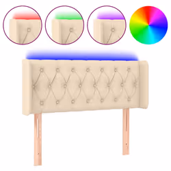 vidaXL Testiera a LED Crema 103x16x78/88 cm in Tessuto - Vista aggiuntiva 2