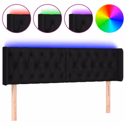 vidaXL Testiera a LED Nera 163x16x78/88 cm in Tessuto - Vista aggiuntiva 2