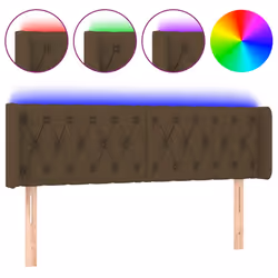 vidaXL Testiera a LED Marrone Scuro 163x16x78/88 cm in Tessuto - Vista aggiuntiva 2
