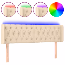 vidaXL Testiera a LED Crema 163x16x78/88 cm in Tessuto - Vista aggiuntiva 2