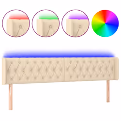 vidaXL Testiera a LED Crema 183x16x78/88 cm in Tessuto - Vista aggiuntiva 2