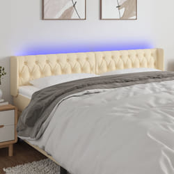 vidaXL Testiera a LED Crema 203x16x78/88 cm in Tessuto