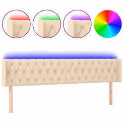 vidaXL Testiera a LED Crema 203x16x78/88 cm in Tessuto - Vista aggiuntiva 2