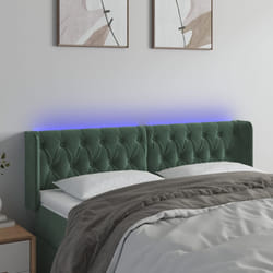 vidaXL Testiera a LED Verde Scuro 163x16x78/88 cm in Velluto