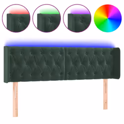 vidaXL Testiera a LED Verde Scuro 163x16x78/88 cm in Velluto - Vista aggiuntiva 2