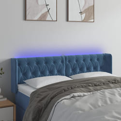 vidaXL Testiera a LED Blu Scuro 163x16x78/88 cm in Velluto