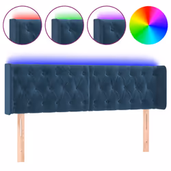 vidaXL Testiera a LED Blu Scuro 163x16x78/88 cm in Velluto - Vista aggiuntiva 2