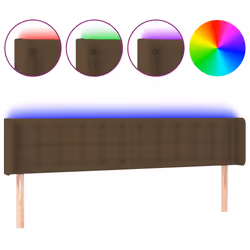 vidaXL Testiera a LED Marrone Scuro 203x16x78/88 cm in Tessuto - Vista aggiuntiva 2