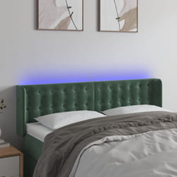 vidaXL Testiera a LED Verde Scuro 147x16x78/88 cm in Velluto