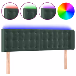 vidaXL Testiera a LED Verde Scuro 147x16x78/88 cm in Velluto - Vista aggiuntiva 2