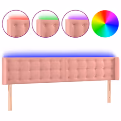Testiera a LED Rosa 163x16x78/88 cm in Vellutocod mxl 73864 - Vista aggiuntiva 2