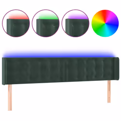 Testiera a LED Verde Scuro 203x16x78/88 cm in Vellutocod mxl 121778 - Vista aggiuntiva 2