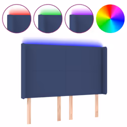 vidaXL Testiera a LED Blu 147x16x118/128 cm in Tessuto - Vista aggiuntiva 2