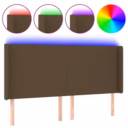 vidaXL Testiera a LED Marrone Scuro 163x16x118/128 cm in Tessuto - Vista aggiuntiva 2