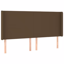 vidaXL Testiera a LED Marrone Scuro 163x16x118/128 cm in Tessuto - Vista aggiuntiva 3