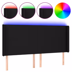vidaXL Testiera a LED Nera 203x16x118/128 cm in Tessuto - Vista aggiuntiva 2