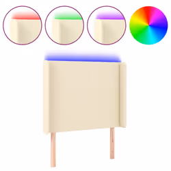 vidaXL Testiera a LED crema 93x16x118/128 cm in Similpelle - Vista aggiuntiva 2