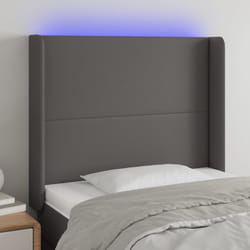 vidaXL Testiera a LED Grigio 103x16x118/128cm in Similpelle