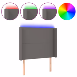 vidaXL Testiera a LED Grigio 103x16x118/128cm in Similpelle - Vista aggiuntiva 2