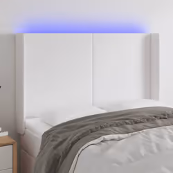 Testiera a LED Bianco 147x16x118/128 cm in Similpellecod mxl 97886