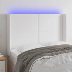 Testiera a LED Bianco 147x16x118/128 cm in Similpellecod mxl 97886