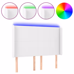 Testiera a LED Bianco 147x16x118/128 cm in Similpellecod mxl 97886