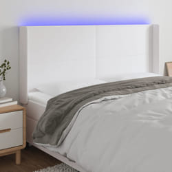 vidaXL Testiera a LED Bianco 163x16x118/128 cm in Similpelle