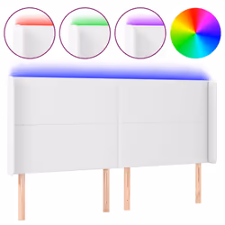 vidaXL Testiera a LED Bianco 203x16x118/128 cm in Similpelle - Vista aggiuntiva 2
