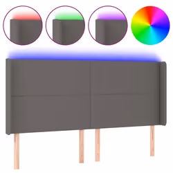 vidaXL Testiera a LED Grigio 203x16x118/128 cm in Similpelle - Vista aggiuntiva 2