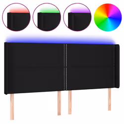 vidaXL Testiera a LED Nera 203x16x118/128 cm in Tessuto - Vista aggiuntiva 2