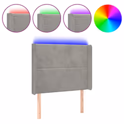 vidaXL Testiera a LED Grigio Chiaro 103x16x118/128 cm in Velluto - Vista aggiuntiva 2