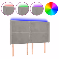 vidaXL Testiera a LED Grigio Chiaro 147x16x118/128 cm in Velluto - Vista aggiuntiva 2