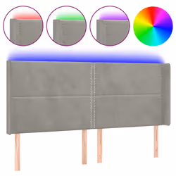 vidaXL Testiera a LED Grigio Chiaro 203x16x118/128 cm in Velluto - Vista aggiuntiva 2