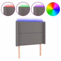 vidaXL Testiera a LED Grigio 93x16x118/128 cm in Similpelle - Vista aggiuntiva 2