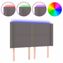 vidaXL Testiera a LED Grigio 147x16x118/128cm in Similpelle - Vista aggiuntiva 2
