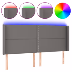 vidaXL Testiera a LED Grigio 203x16x118/128 cm in Similpelle - Vista aggiuntiva 2