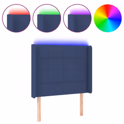 vidaXL Testiera a LED Blu 83x16x118/128 cm in Tessuto - Vista aggiuntiva 2