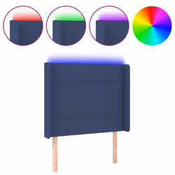 vidaXL Testiera a LED Blu 93x16x118/128 cm in Tessuto - Vista aggiuntiva 2
