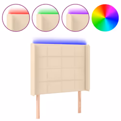 vidaXL Testiera a LED Crema 103x16x118/128 cm in Tessuto - Vista aggiuntiva 2