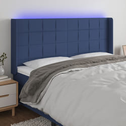 vidaXL Testiera a LED Blu 203x16x118/128 cm in Tessuto