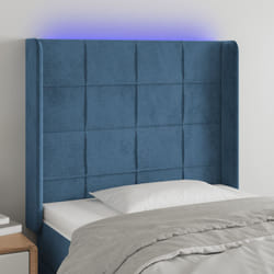 vidaXL Testiera a LED Blu Scuro 93x16x118/128 cm in Velluto