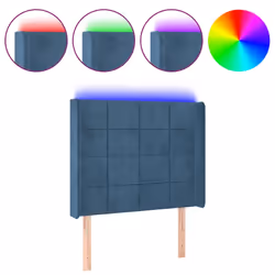 vidaXL Testiera a LED Blu Scuro 93x16x118/128 cm in Velluto - Vista aggiuntiva 2