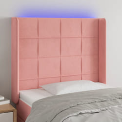 Testiera a LED Nera 93x16x118/128 cm in Vellutocod mxl 97895