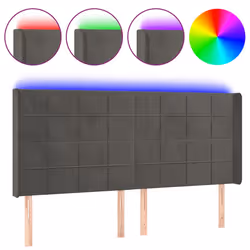 vidaXL Testiera a LED Grigio Scuro 163x16x118/128cm in Velluto - Vista aggiuntiva 2
