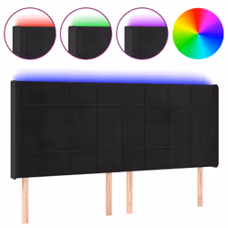 vidaXL Testiera a LED Nera 203x16x118/128 cm in Velluto - Vista aggiuntiva 2